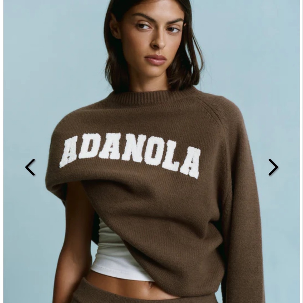 Adanola Varsity Boucle Oversized Knit Sweater Dark Cocoa Brown/Marshmallow White